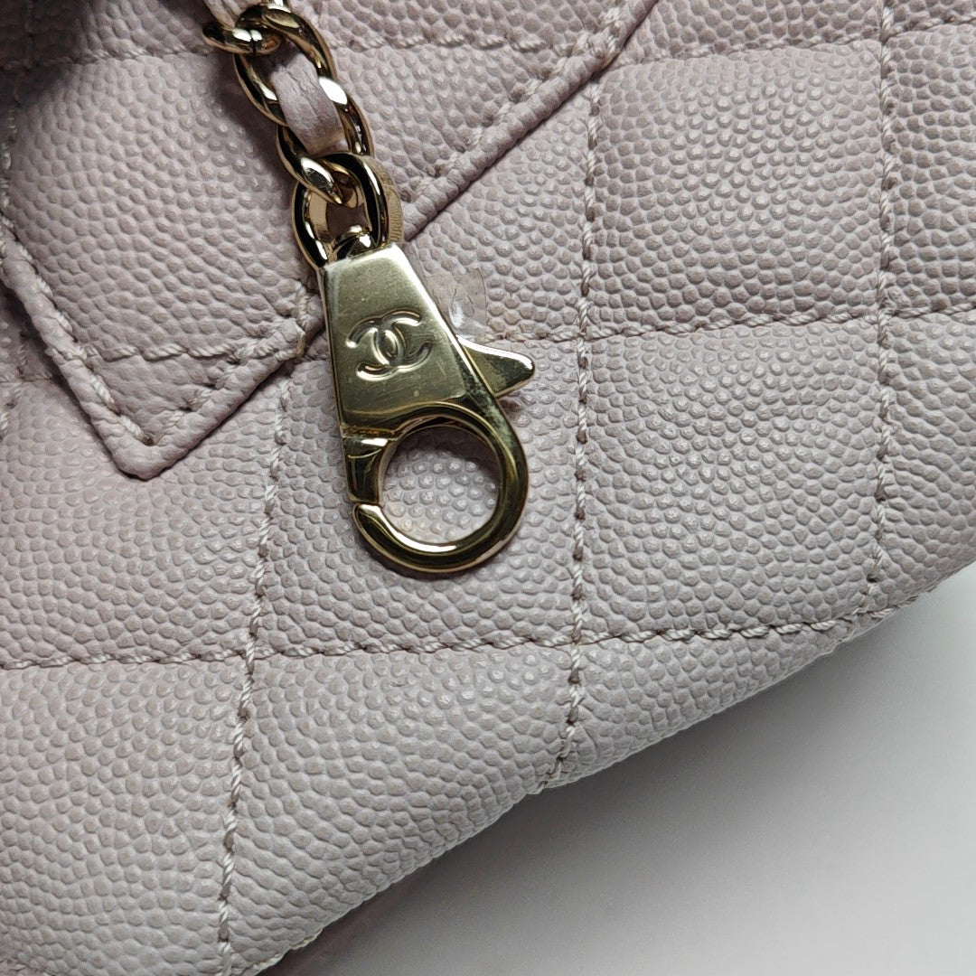 COCO HANDLE Small Quilted Grained Calfskin Pink