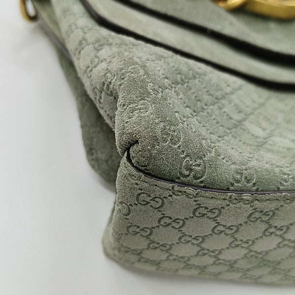 Monogram Suede Shoulder Bag Green