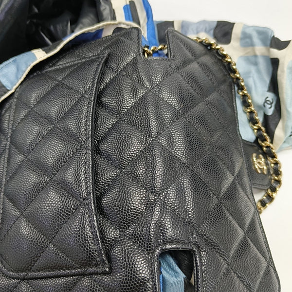 Quilted Grained Calfskin Shoulder Bag Black