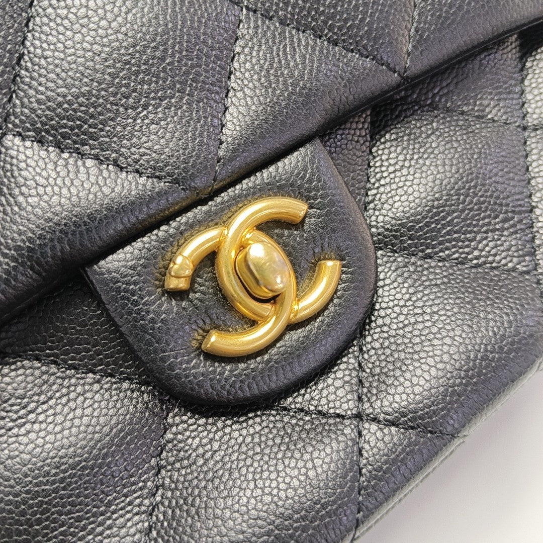 23P Large Quilted Grained Calfskin Black
