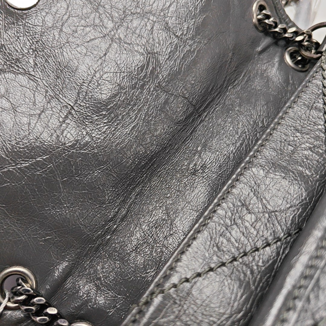 NIKI Small Chevron Calfskin Gray