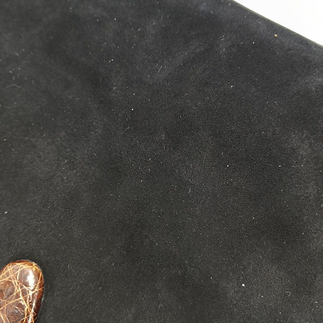 Suede Top Handle Bag Black