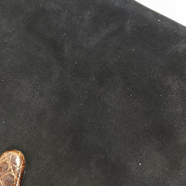 Suede Top Handle Bag Black