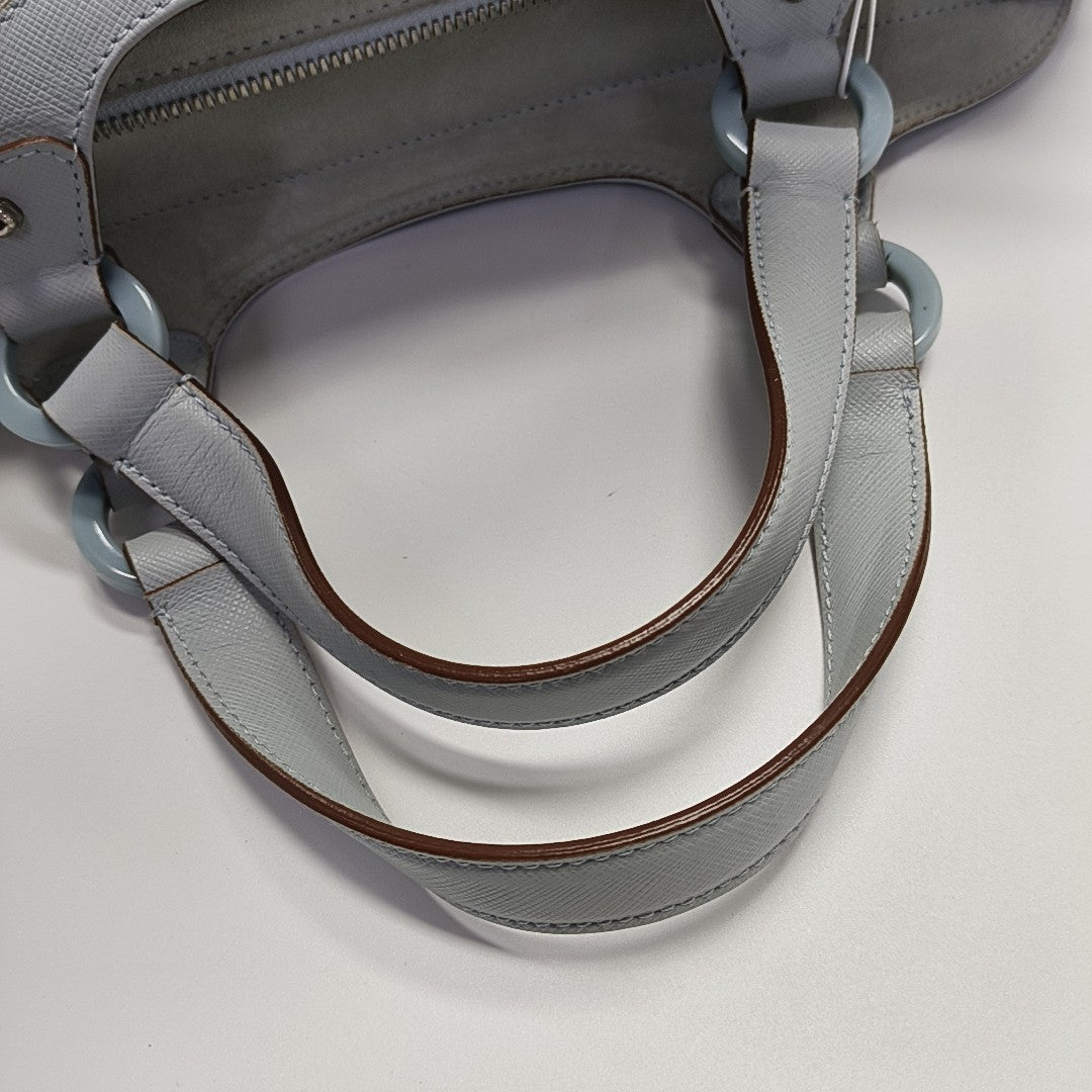 Suede Top Handle Bag Blue
