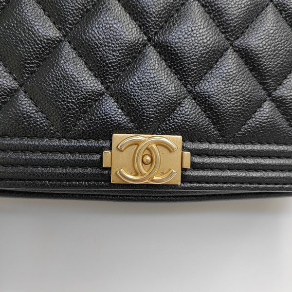 BOY CHANEL Mini Quilted Grained Calfskin Black