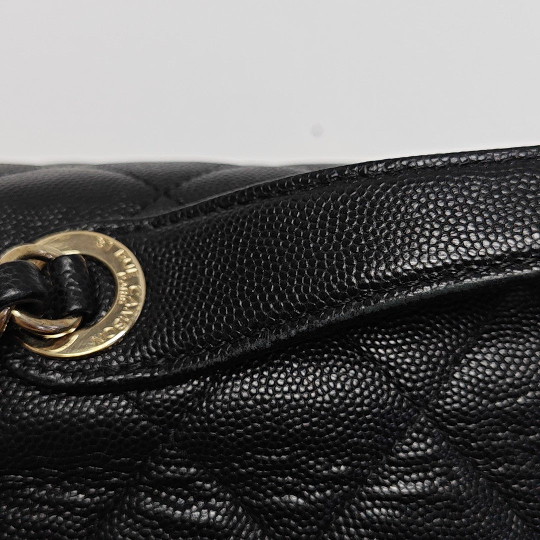 COCO HANDLE Small Quilted Grained Calfskin Black