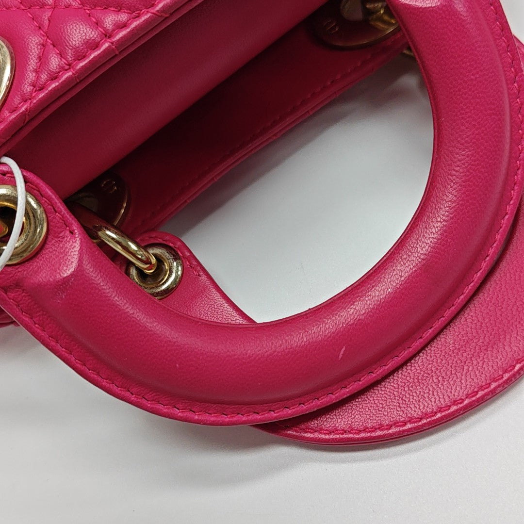 Lady Dior Mini Cannage Lambskin Red