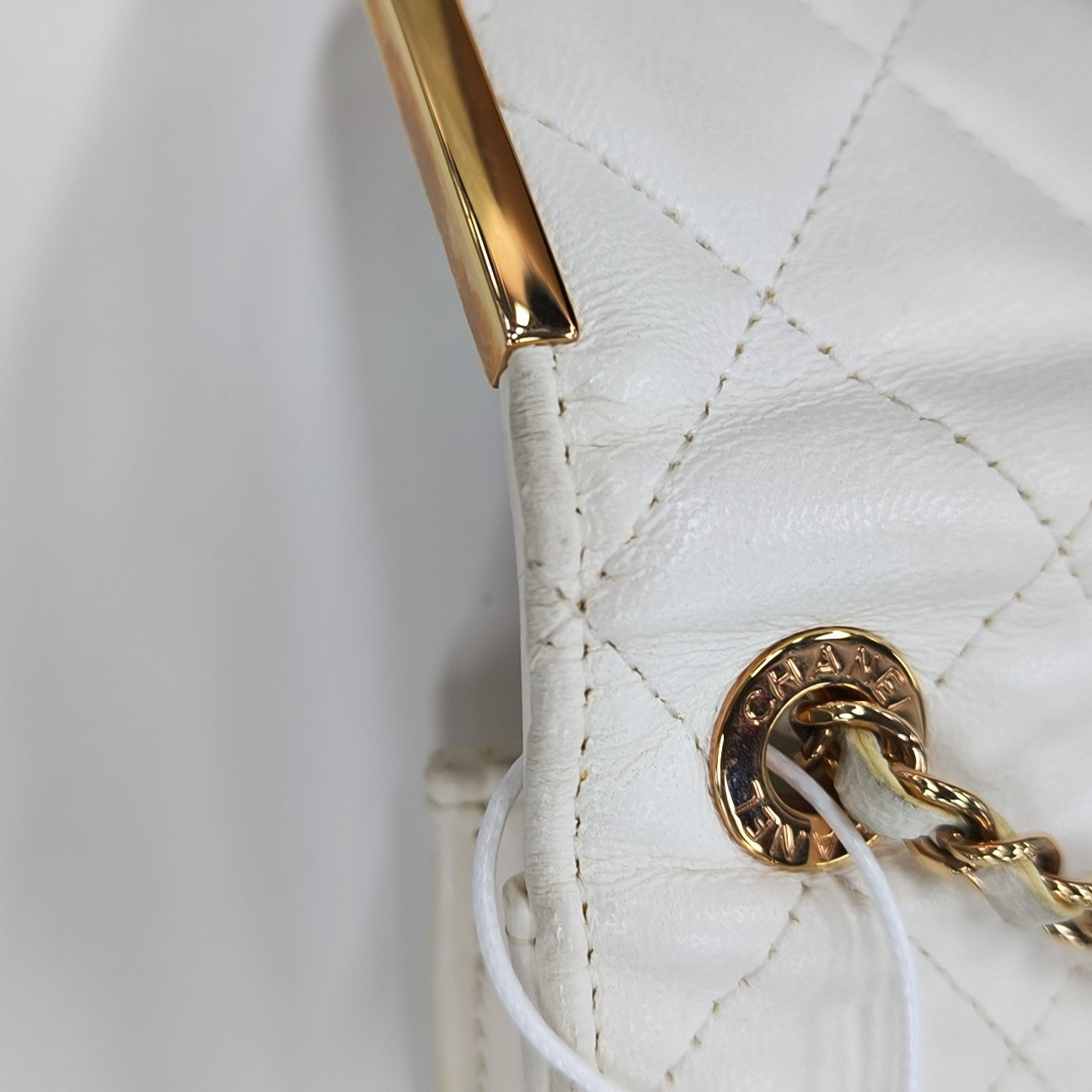 Quilted Lambskin Shoulder Bag White