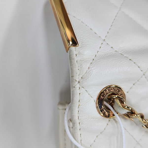 Quilted Lambskin Shoulder Bag White