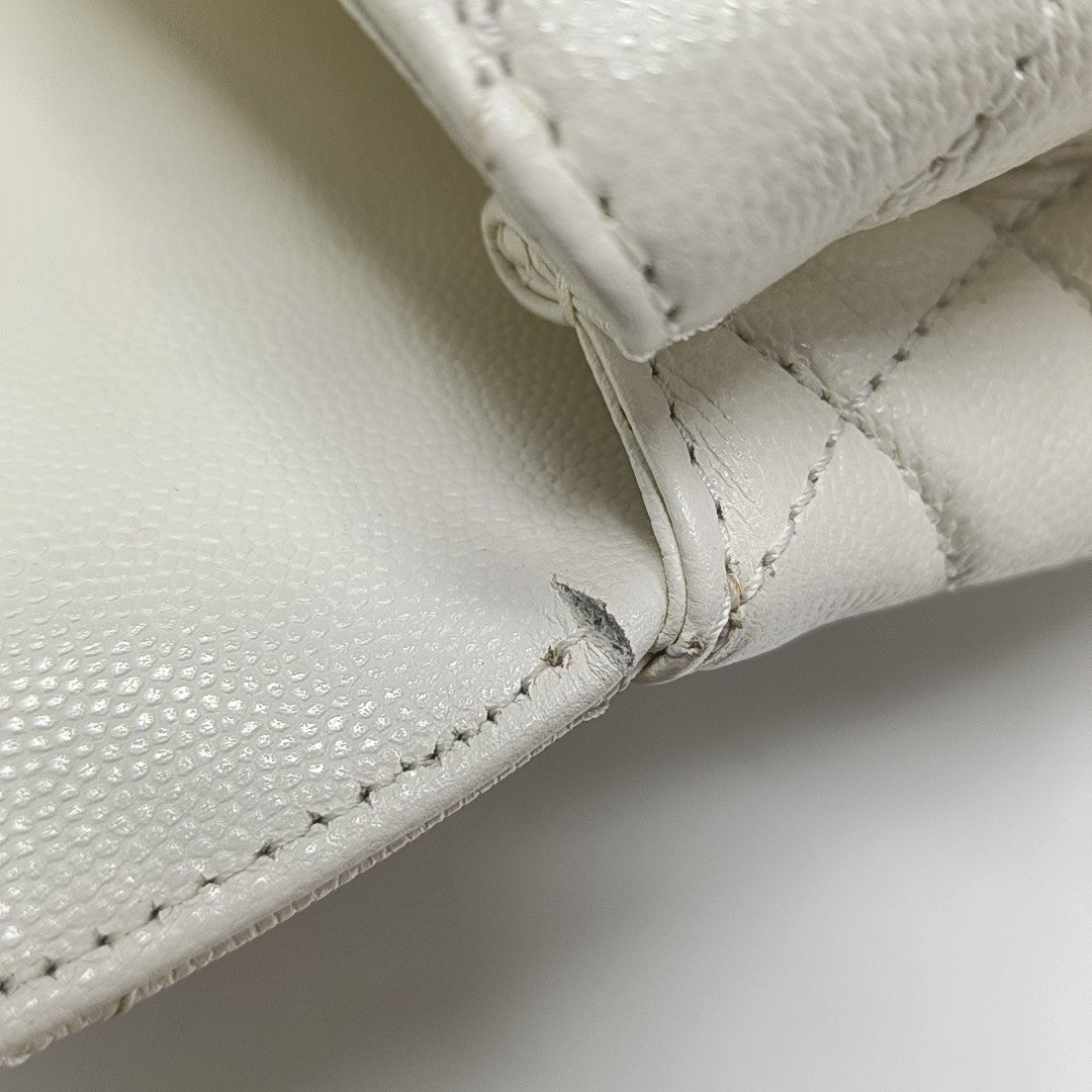COCO HANDLE Mini Quilted Grained Calfskin White