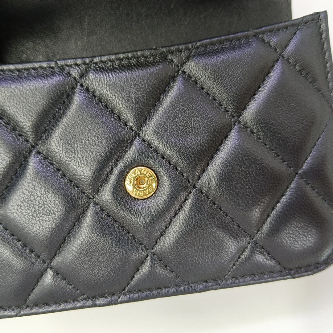 Quilted Lambskin Shoulder Bag Black
