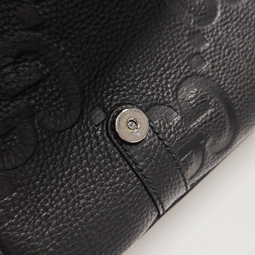 Monogram Calfskin Shoulder Bag Medium Black