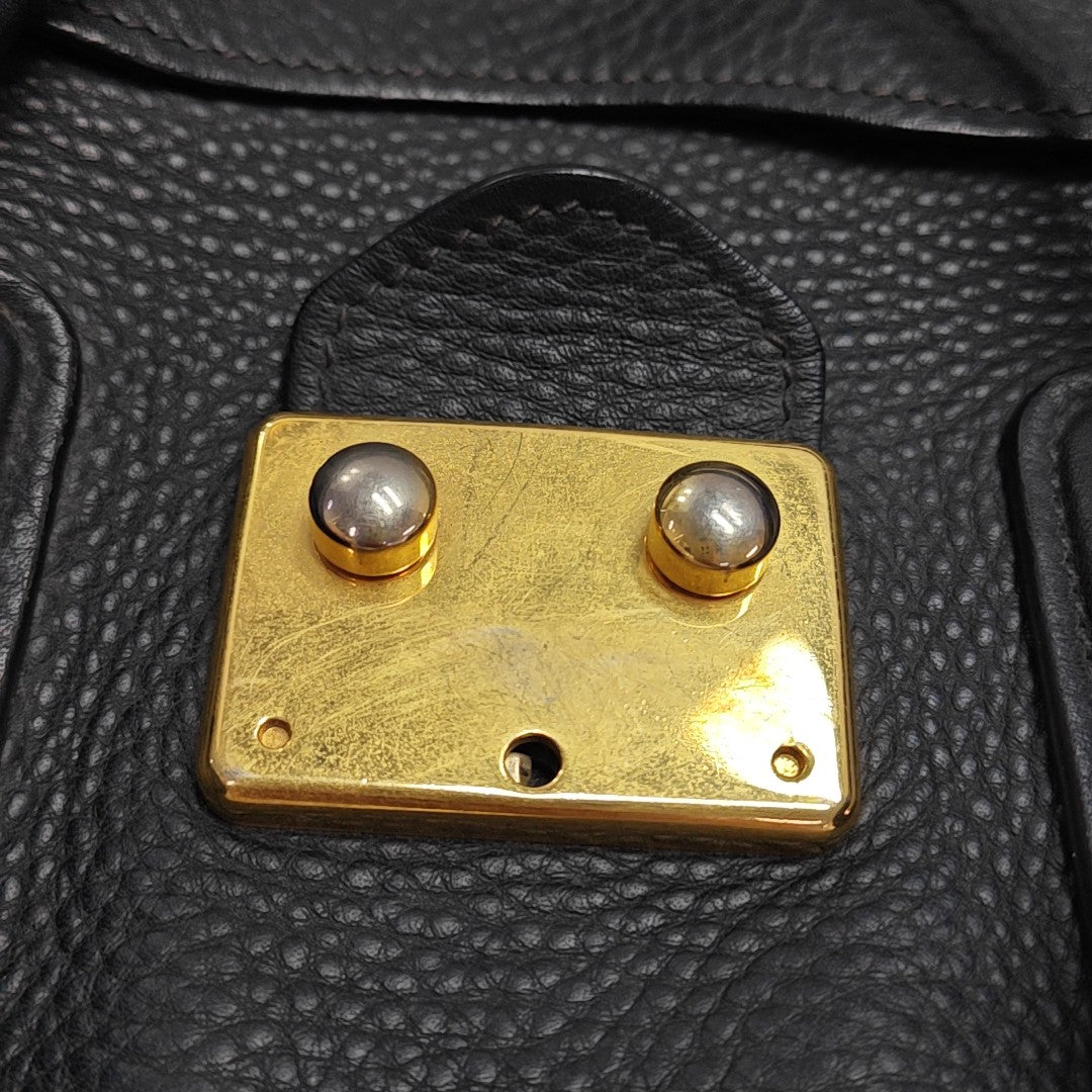 Calfskin Top Handle Bag Black
