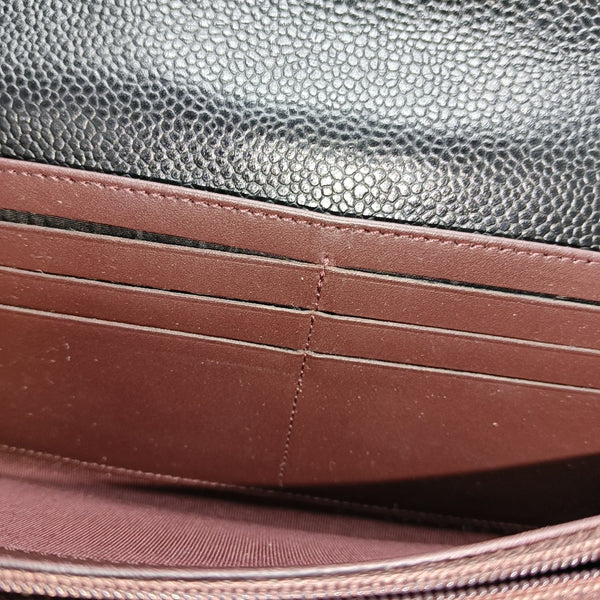CLASSIC FLAP Mini Quilted Grained Calfskin Black Wallet