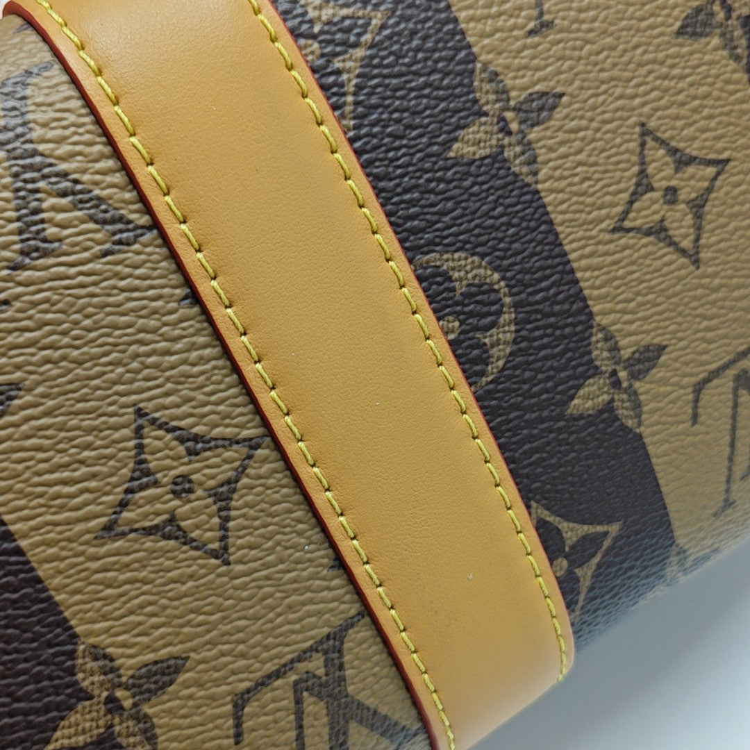 KEEPALL Monogram Coated Canvas Brown
