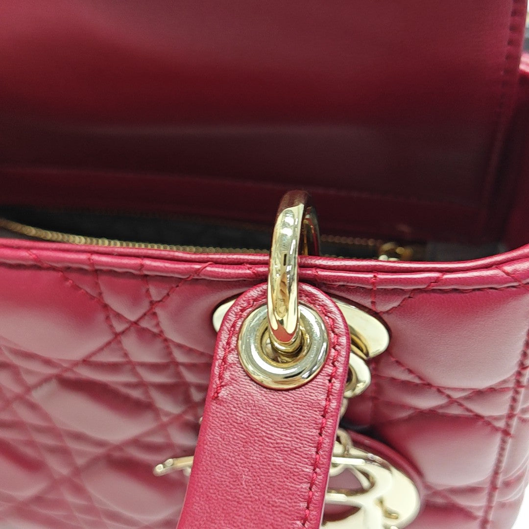 Lady Dior Small Cannage Lambskin Red