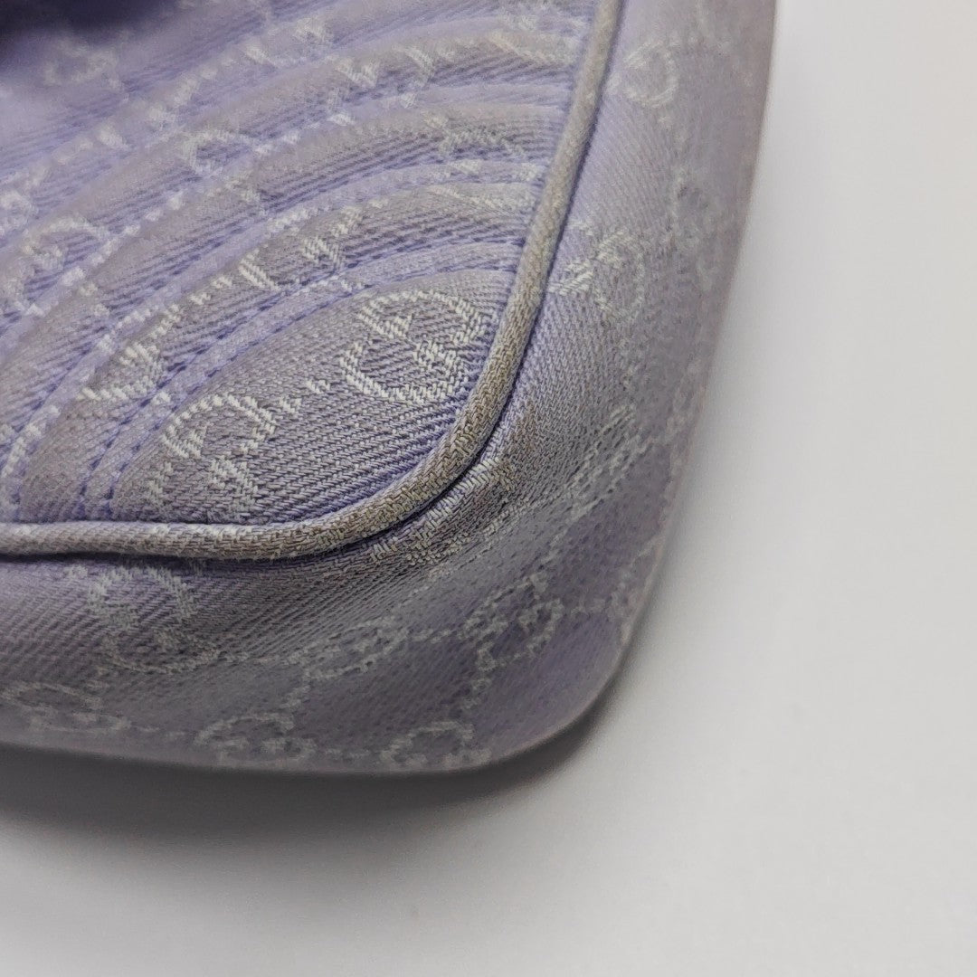 GG Marmont Medium Quilted Denim Purple