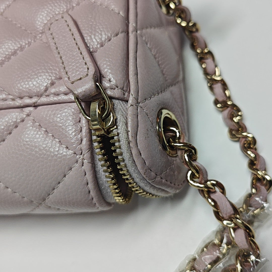 VANITY CASE Mini Quilted Grained Calfskin Pink