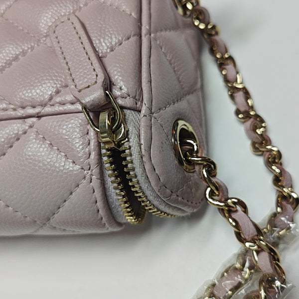 VANITY CASE Mini Quilted Grained Calfskin Pink