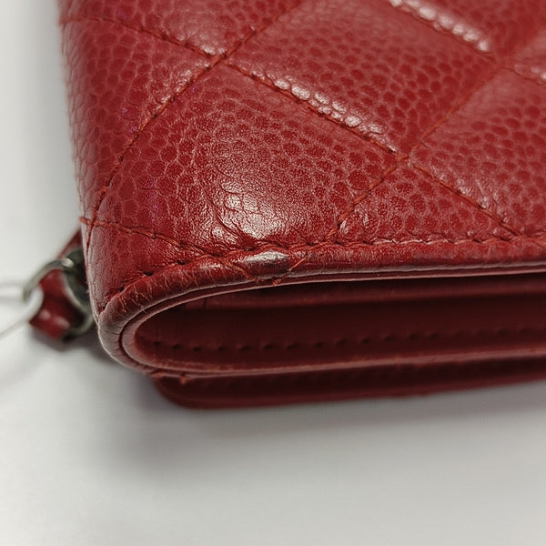 Quilted Grained Calfskin Wallet Red