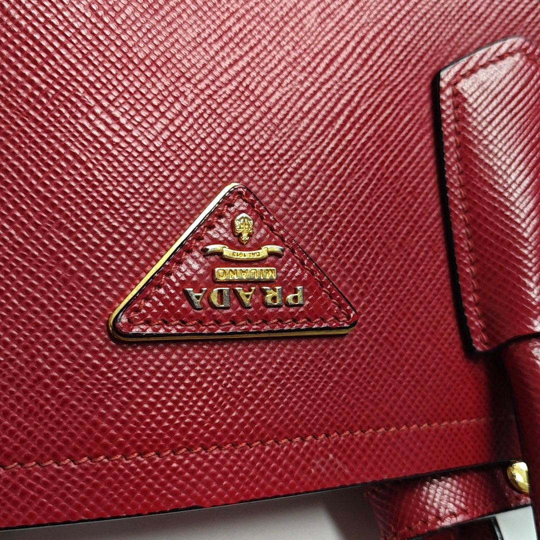 Double Medium Saffiano Calfskin Red