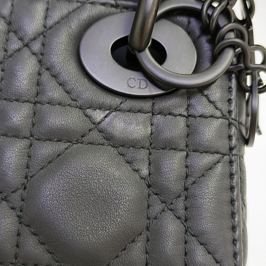 Lady Dior Mini Cannage Calfskin Black