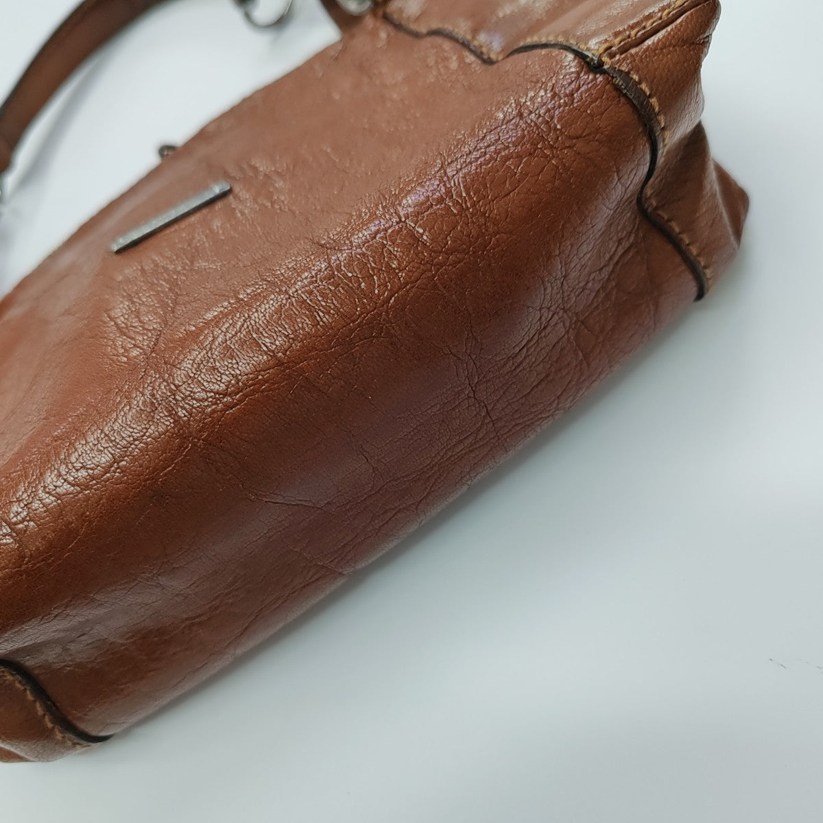 Calfskin Top Handle Bag Brown