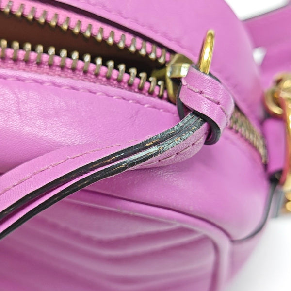 Authenticated pre-owned  GG Marmont Mini Quilted Calfskin Purple - Shoulder Bag at Looply