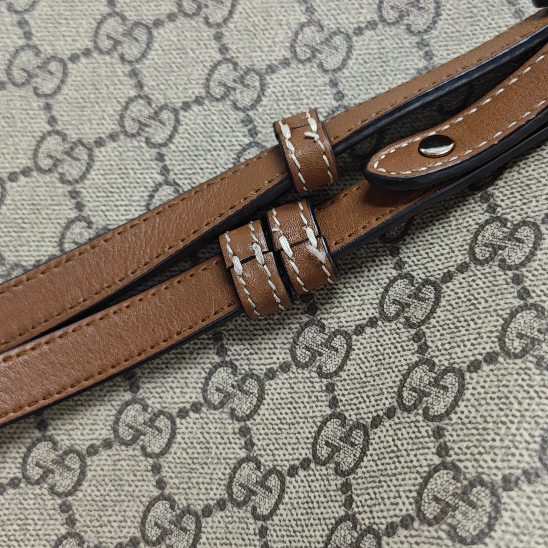 GG Emblem Medium Monogram Coated Canvas Beige
