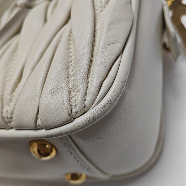 Arcadie Matelassé Mini Quilted Lambskin White