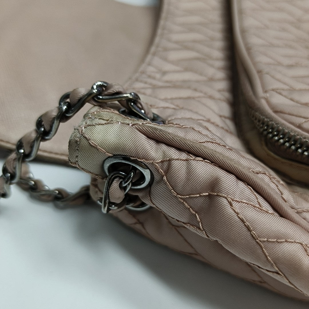 Quilted Nylon Shoulder Bag Pink