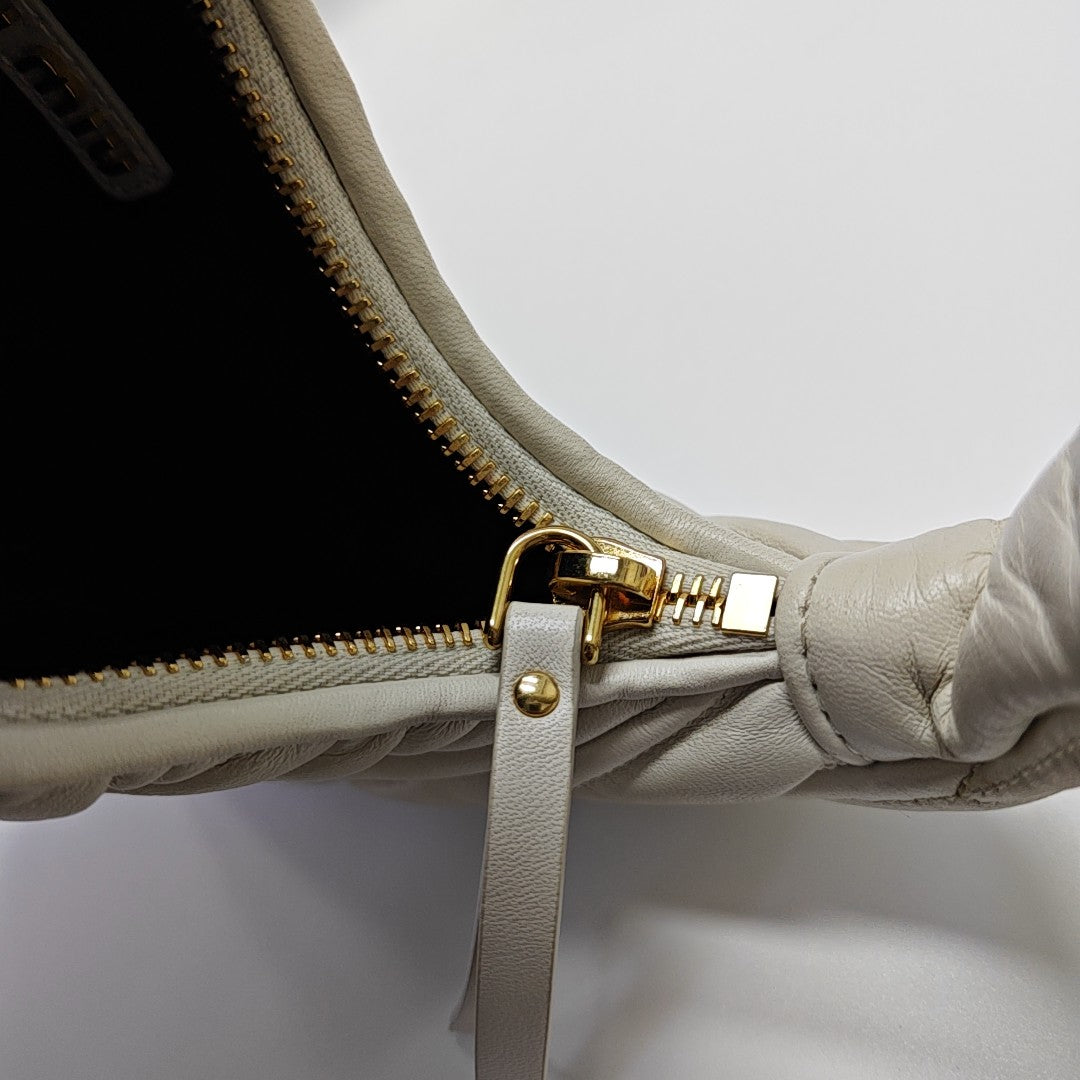Wander Matelassé Small Quilted Lambskin White