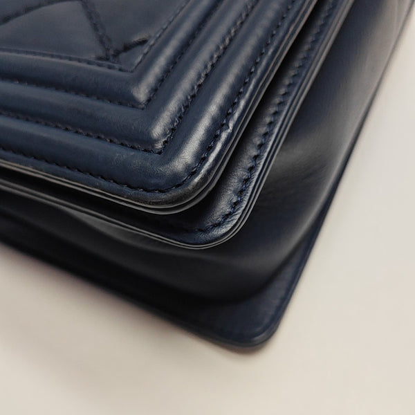 BOY CHANEL Medium Quilted Calfskin Blue