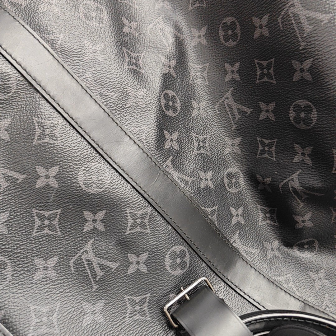 KEEPALL 55 Monogram Coated Canvas Black