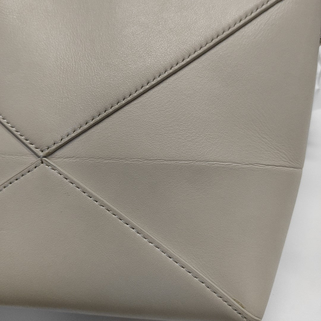 Puzzle Fold Mini Quilted Calfskin White