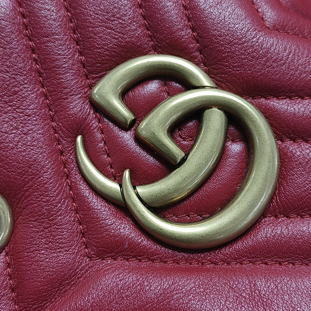 GG Marmont Small Quilted Calfskin Red