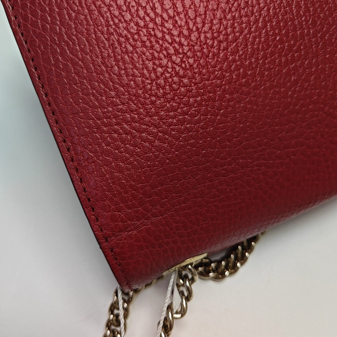 Interlocking G Small Calfskin Red
