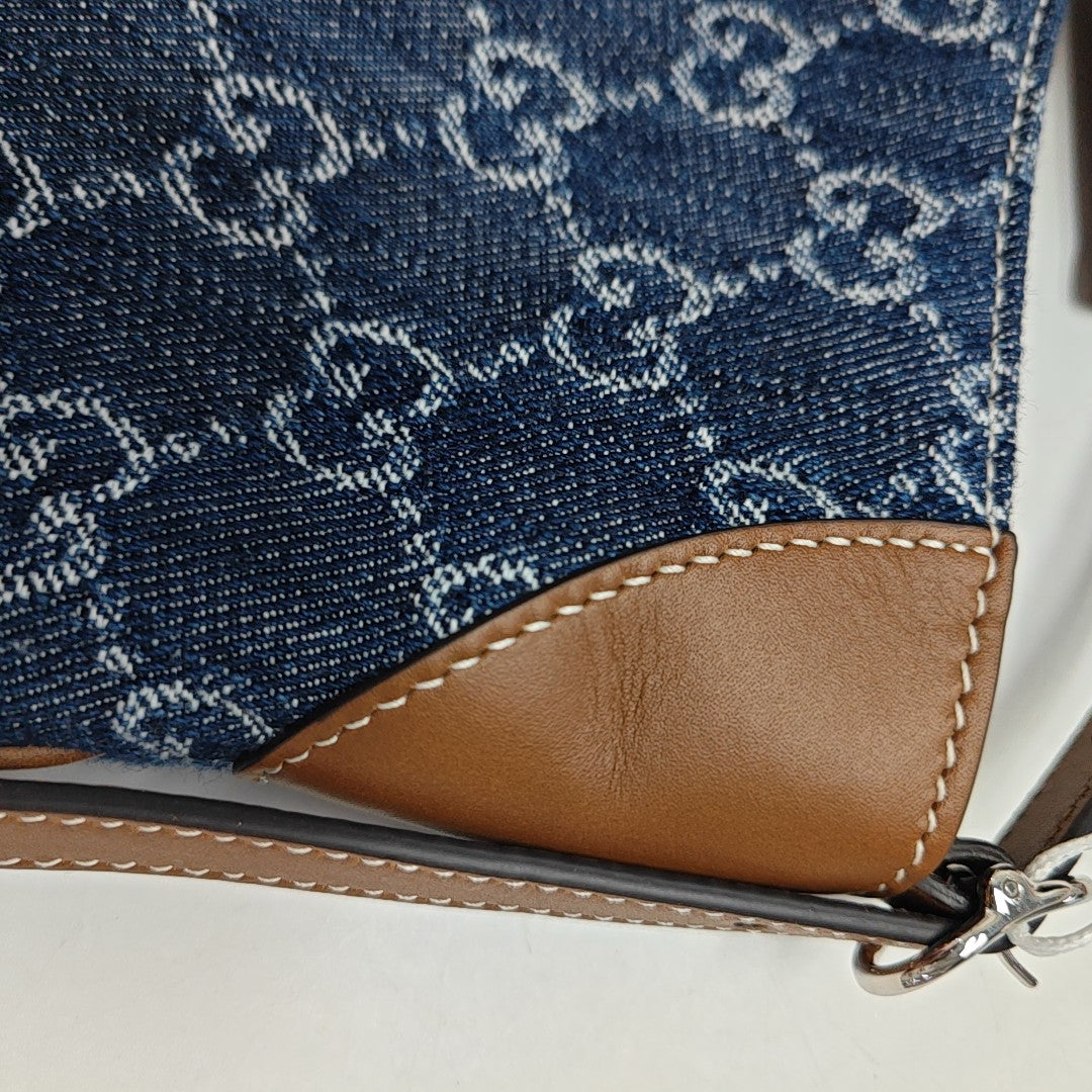 GG Emblem Small Monogram Denim Blue