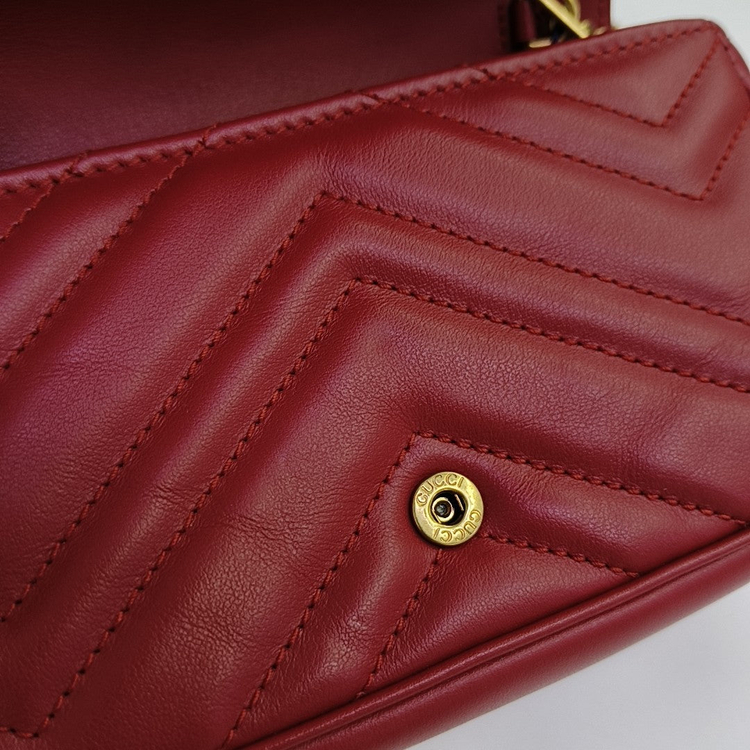GG Marmont Mini Quilted Calfskin Red