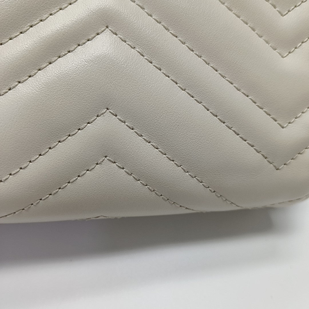GG Marmont Mini Quilted Calfskin White