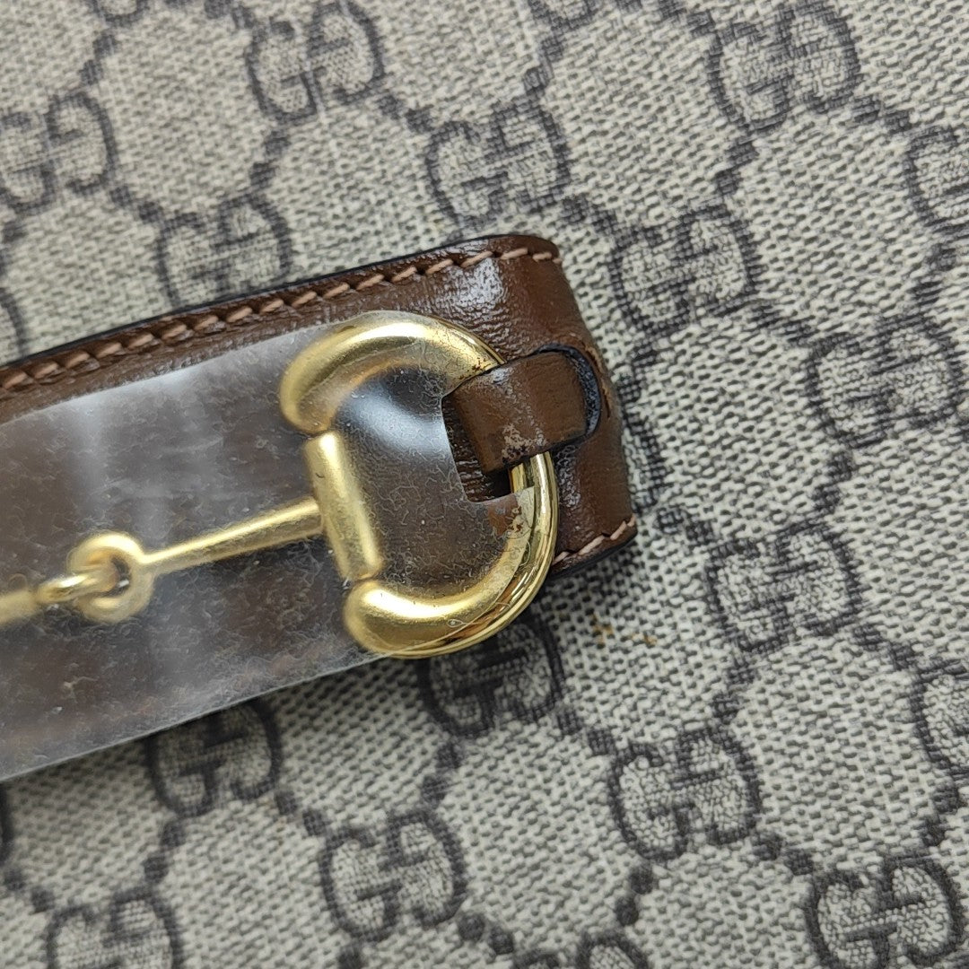 Horsebit 1955 Medium Monogram Coated Canvas Beige