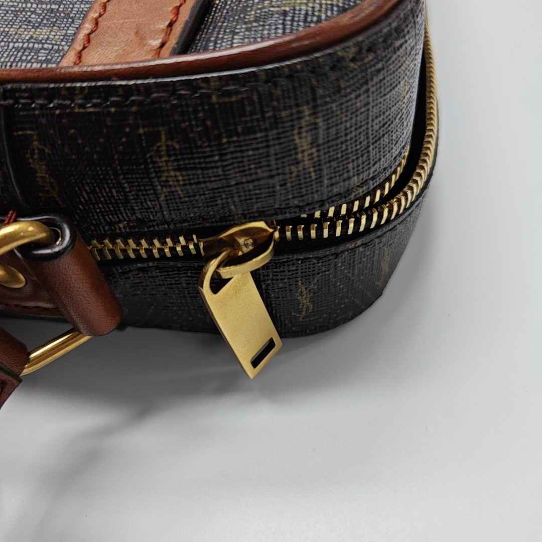 Coated Canvas Shoulder Bag Brown
