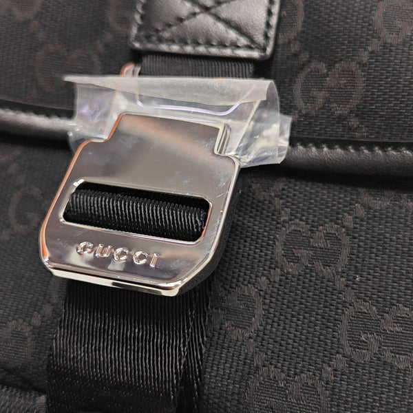 Monogram Fabric Shoulder Bag Black