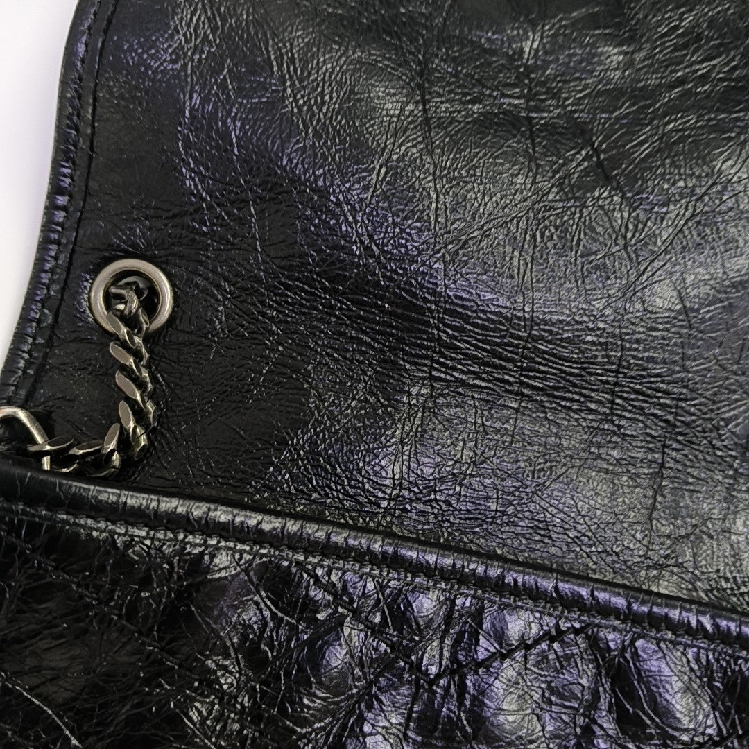 NIKI Mini Chevron Calfskin Black