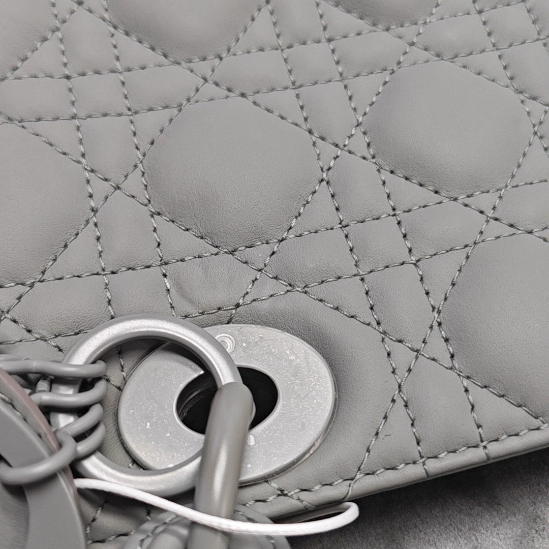 Lady Dior Small Cannage Lambskin Gray