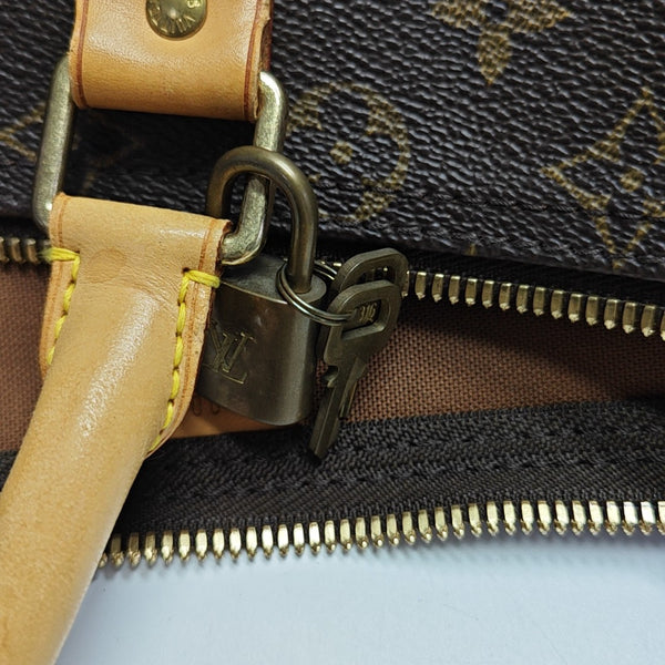 KEEPALL 45 Monogram Coated Canvas Brown