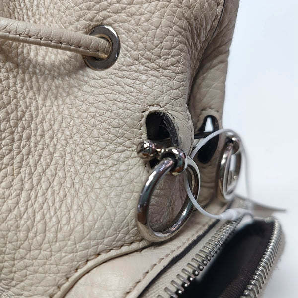 Authenticated pre-owned  Mon Tresor Calfskin Beige - Bucket Bag at Looply