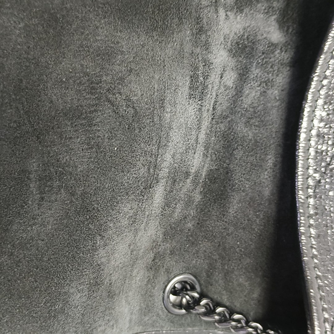 Chevron Leather Shoulder Bag Mini Black