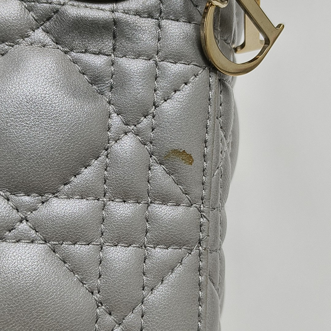 Lady Dior Mini Cannage Lambskin Gray