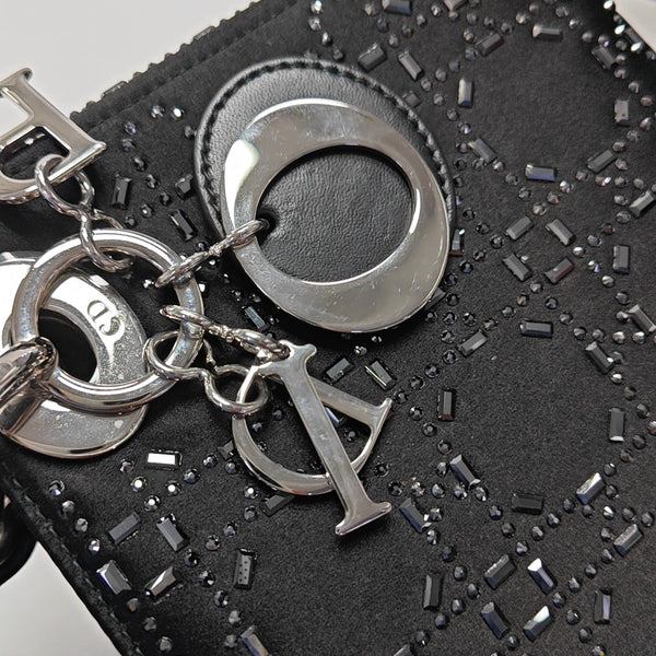 Lady Dior Mini Cannage Silk Satin Black